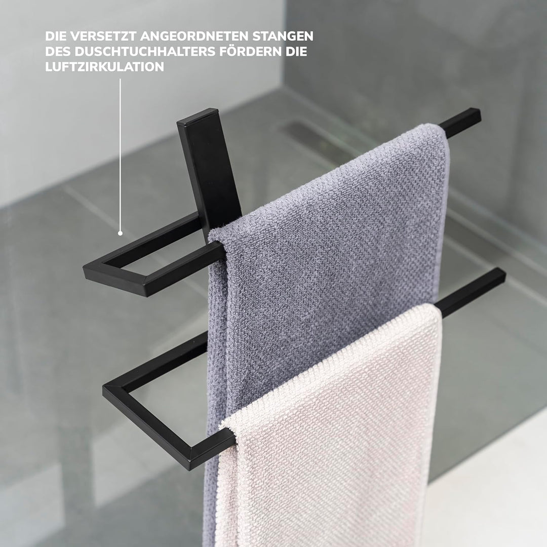 eluno Stand-Handtuchhalter aus mattschwarzem Metall, freistehender moderner Handtuchständer für Dusc
