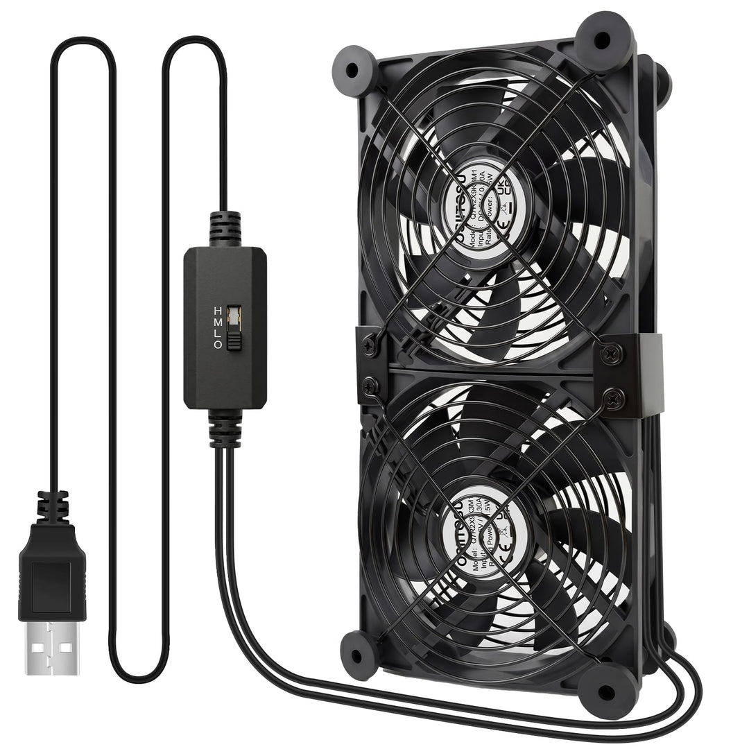 2 in 1 Dual USB Lüfter 120mm 5V, Doppelt USB Ventilator