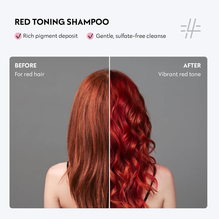 FOUR REASONS Farbmasken-Shampoo – Sulfatfreies, tonisierendes rotes Shampoo für rotes Haar – Farbabl