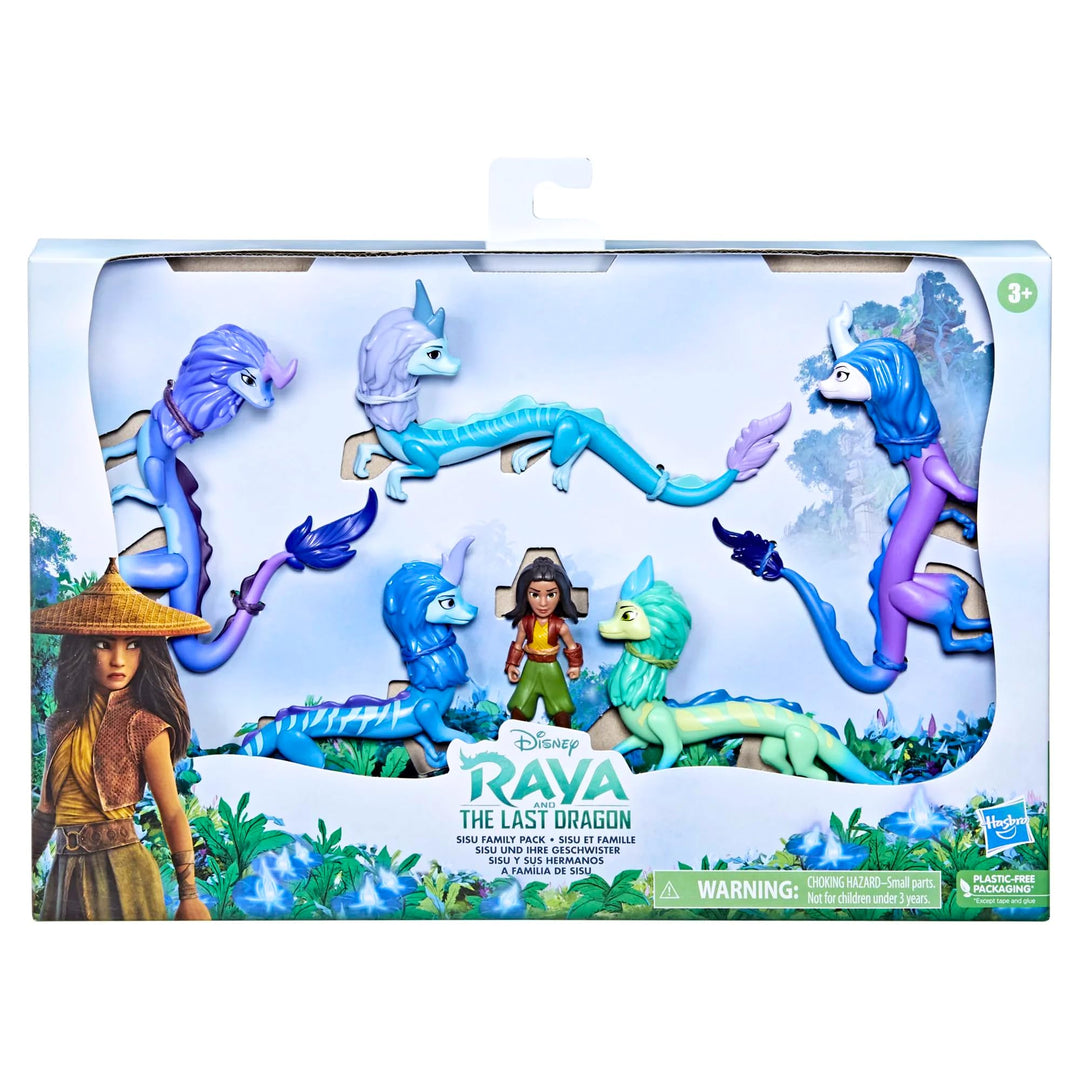 Disney Princess Raya und der letzte Drache – Familienpackung Sisu, 5 Drachen und Raya-Puppe, für Kin