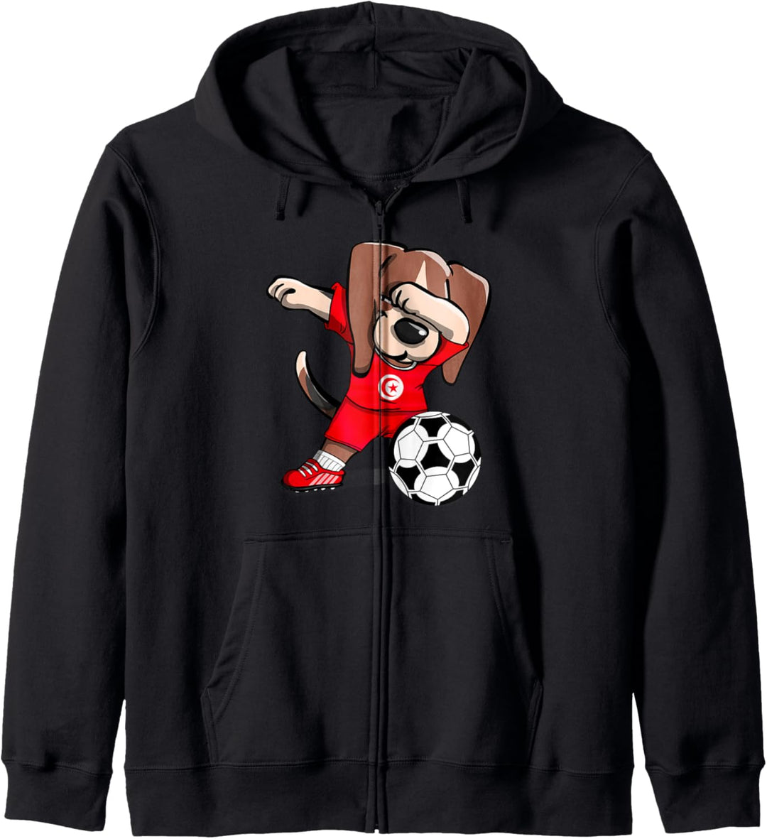 Dabbing Beagle Tunesien Fussball Fans Trikot Tunesien Kapuzenjacke