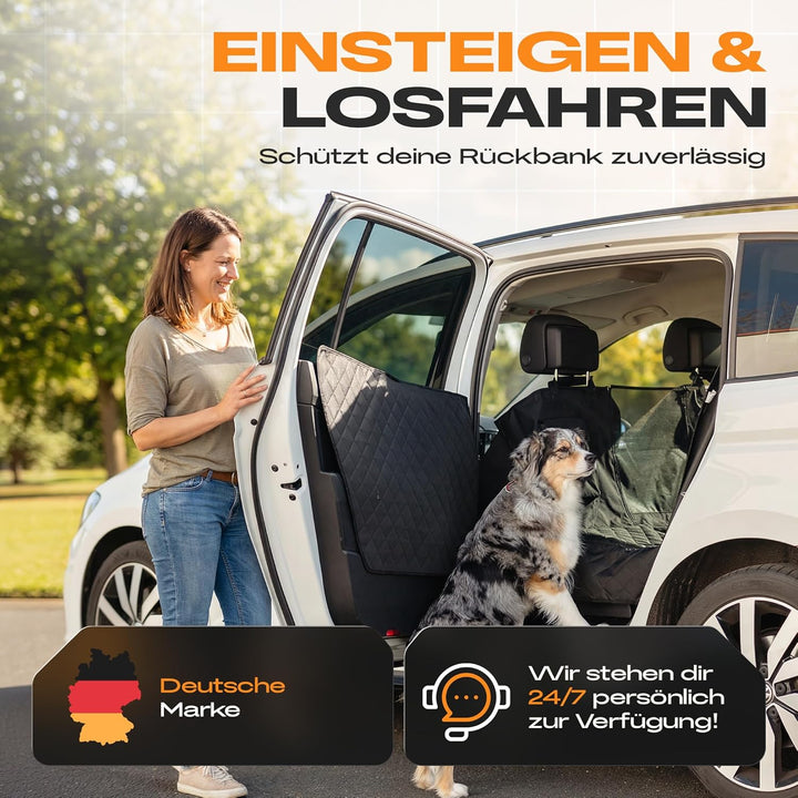 NATURIZ® Hundedecke Auto Rückbank mit Seitenschutz - Hundesitz inkl. Sicherheitsgurt - Hundematte Wa