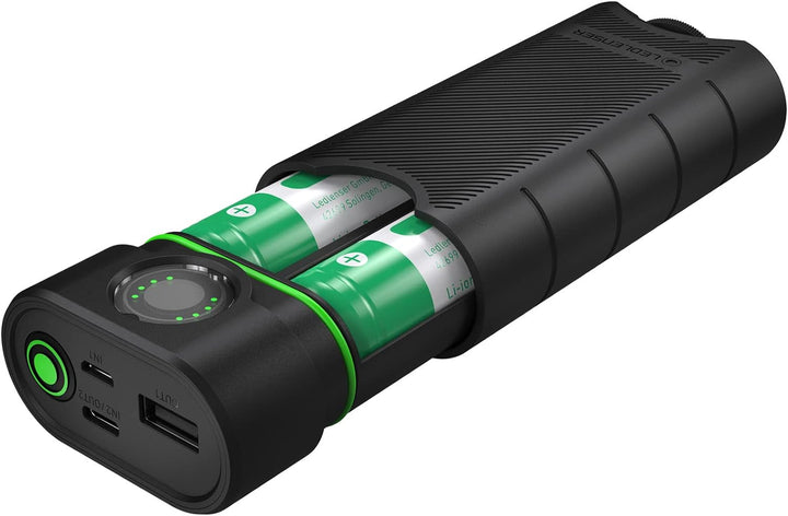 Ledlenser Flex10 Outdoor USB-C Powerbank Ladegerät, 2 entnehmbare Lithium Akkus Typ 21700, kurze Lad