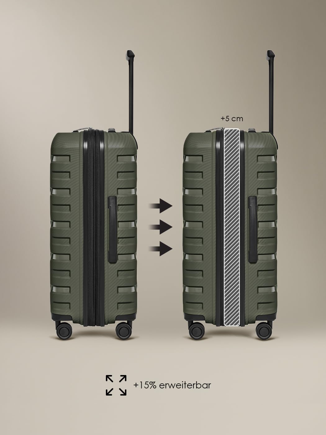 SMARTBOX Hartschalen Check-in Koffer | Mittelgrosser Trolley 45 x 28 x 66 cm von 71 auf 80 Liter erw