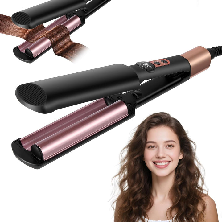 Welleneisen für Haare, Mini Welleneisen für Beach Waves mit 5 Temps 140-220℃, Keramik Glätteisen, 2