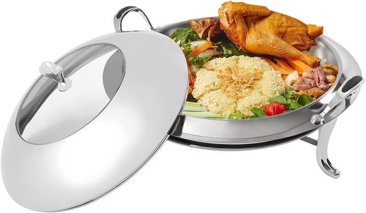 3 L Chafing Dish, Edelstahl Speisewärmer mit Deckel Kraftstoffhalter für Hotels Buffets Restaurants