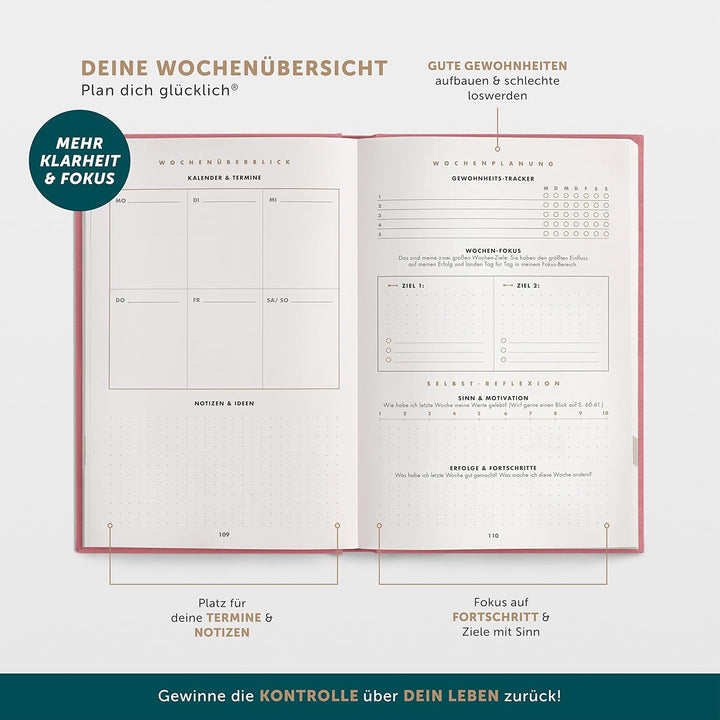 Das 6 Minuten Tagebuch Erfolgsjournal - #1 Tagesplaner 2025 für mehr Motivation, Selbstreflexion & E