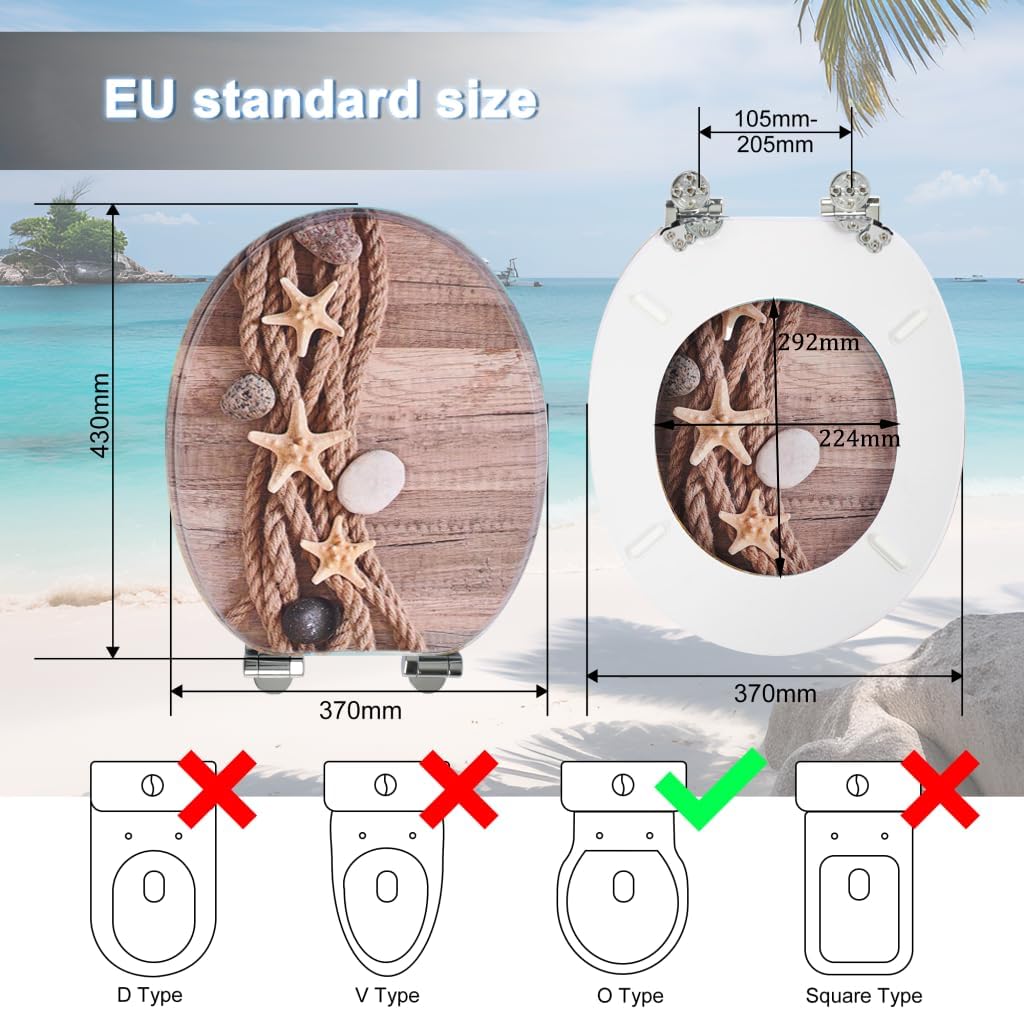 SAINOS MDF Toilettendeckel Mit Absenkautomatik O-förmiger Toilettensitz Mit Verstellbaren Scharniere