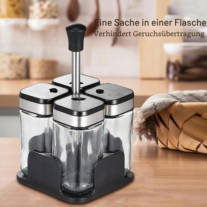 Gewürzflasche Glas Dispenser, versiegelt und feuchtigkeitsfest, Kapazität 200ml Cruets mit 360° dreh