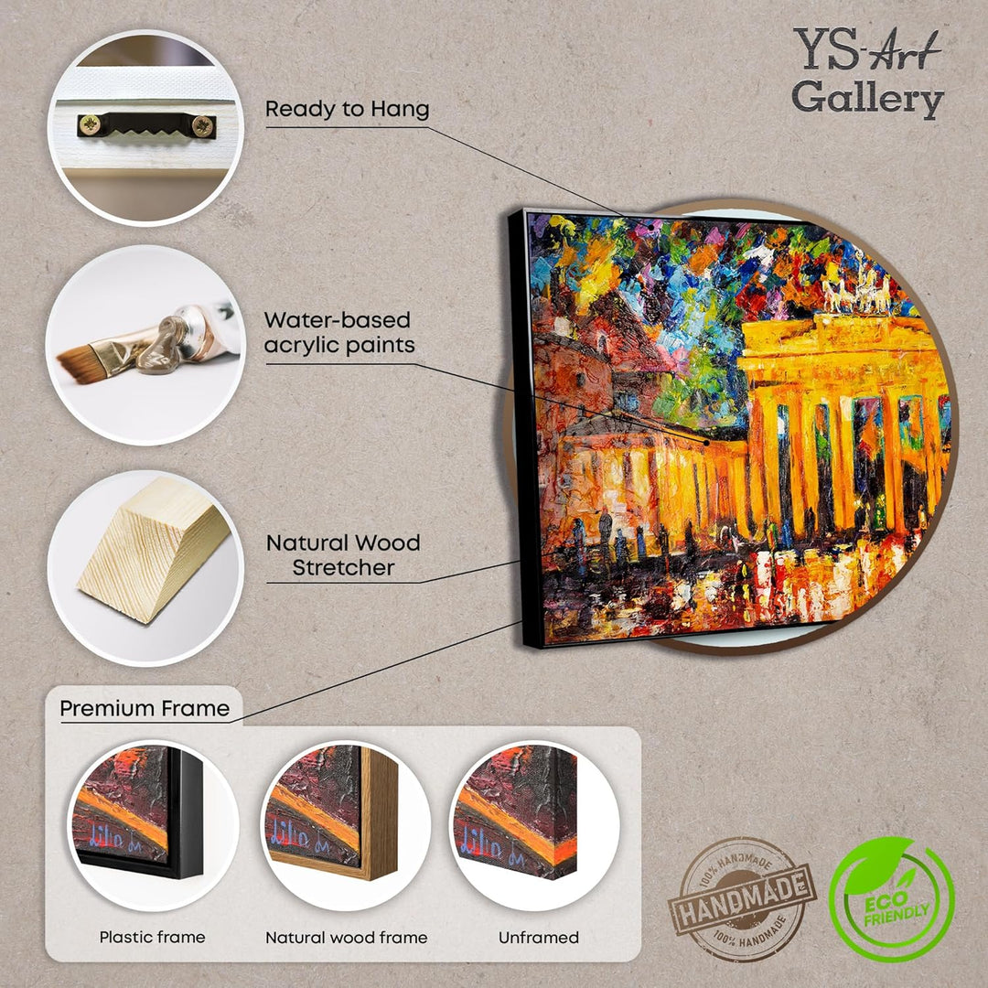 YS-Art XXL Abstrakt Acryl Gemälde auf Leinwand Brandenburger Tor handgemalt Wandbilder Wohnzimmer mo