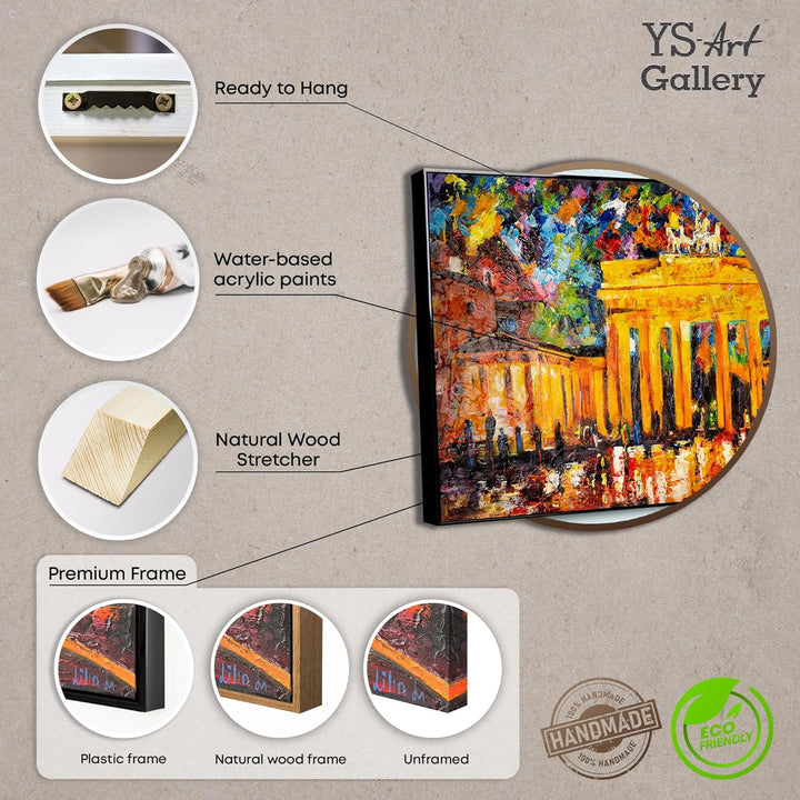 YS-Art XXL Abstrakt Acryl Gemälde auf Leinwand Brandenburger Tor handgemalt Wandbilder Wohnzimmer mo