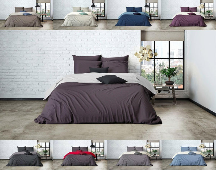 MISTRAL HOME Uni Einfarbig Wende Bettwäsche Edel Perkal 100% Ägyptische Baumwolle, Farbe:Shale Taupe