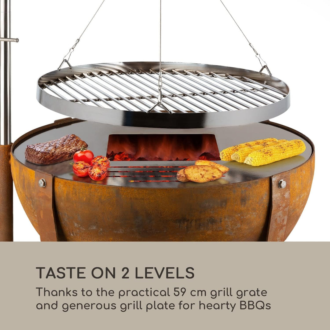 blumfeldt Fire Globe Feuerschale mit Grill, Grillring: Ø 59cm, Feuerschale: Ø 60cm, Grillrost: Ø 59c