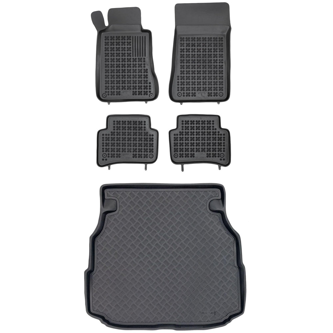M MOTOS Satz Gummifussmatten und PE Kofferraumwanne für Mercedes C-Klasse W203 2000-2007 - Verbesser
