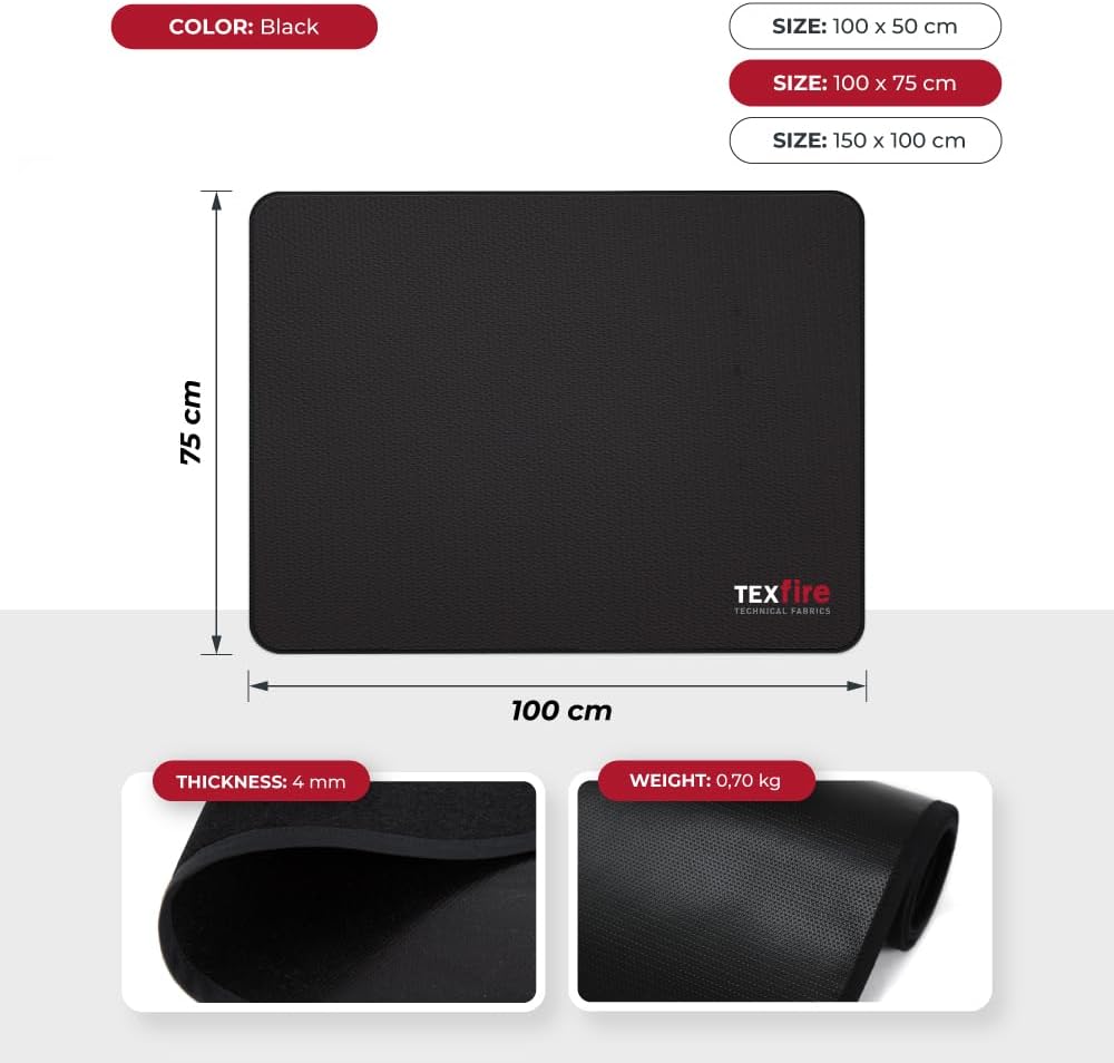 Texfire - Mehrschichtige feuerfeste Matte – Bodenschutz für Ofen, Kamin und Grill