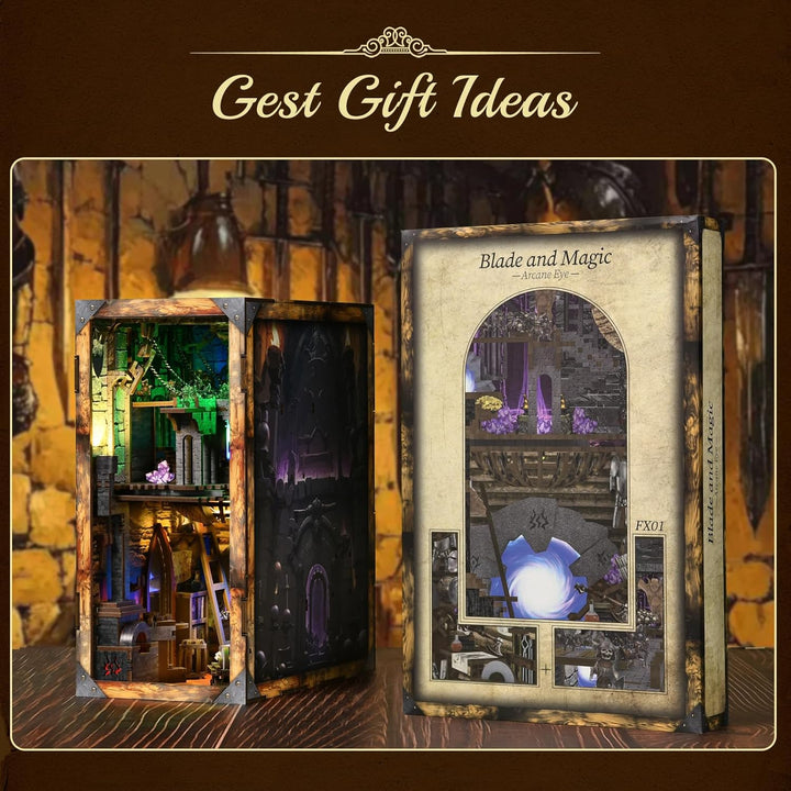 Book Nook Kit, DIY Miniatur Puppenhaus Booknook Kit, 3D Holz Puzzle Buchstütze Bücherregal einfügen