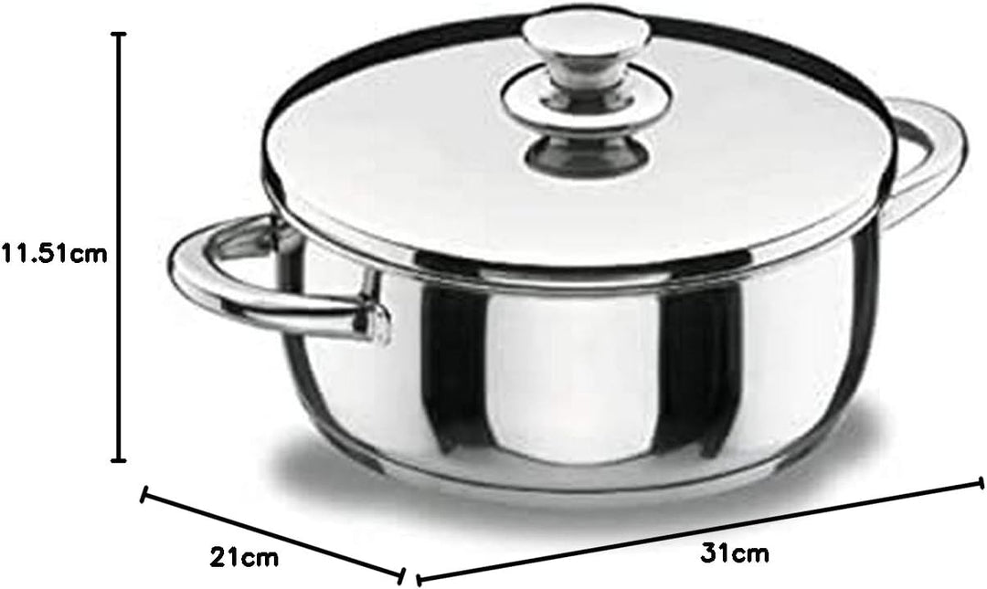 LACOR 40018 Bratentopf mit Deckel 18 cm Vitrocor, silber, 18 cm
