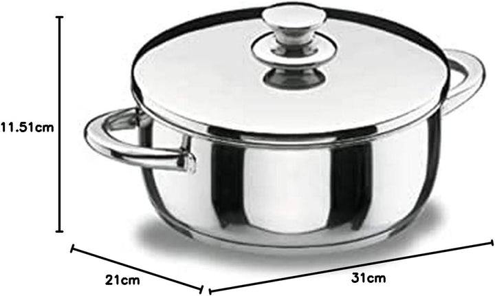 LACOR 40018 Bratentopf mit Deckel 18 cm Vitrocor, silber, 18 cm