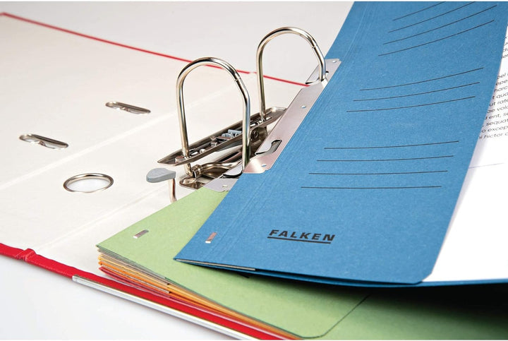 Original Falken 50er Pack Einhakhefter. Made in Germany. Aus Recycling-Karton mit halbem Vorderdecke