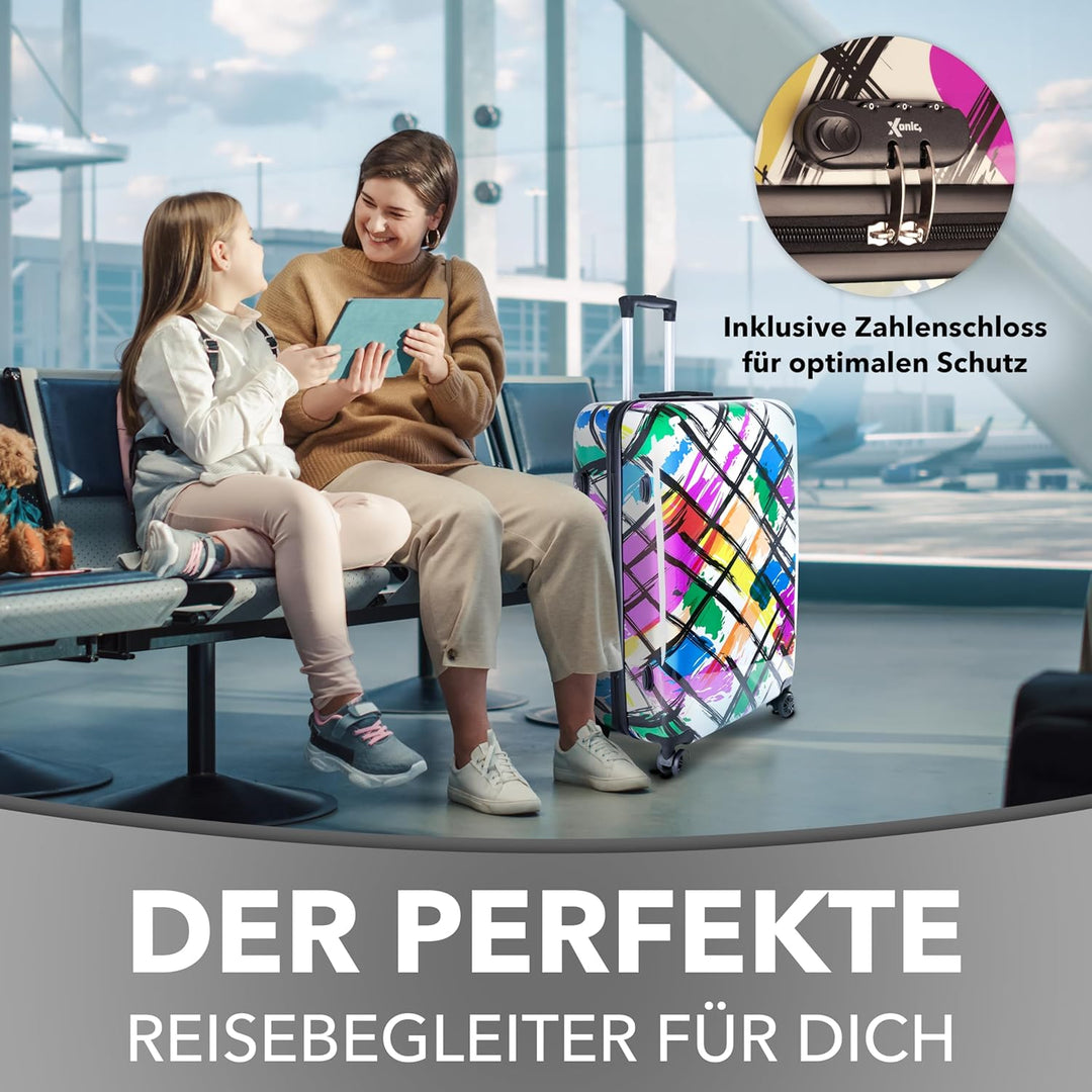 Xonic Design Reisekoffer - Hartschalen-Koffer mit 360° Leichtlauf-Rollen - hochwertiger Trolley mit