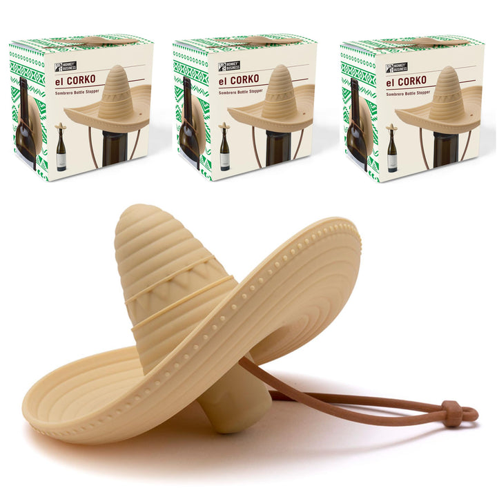 Elcorko Silikon-Weinstopfen mit Sombrero-Design, hält Wein frisch, 3 Stück Elcorko - Pack Of 3, Elco