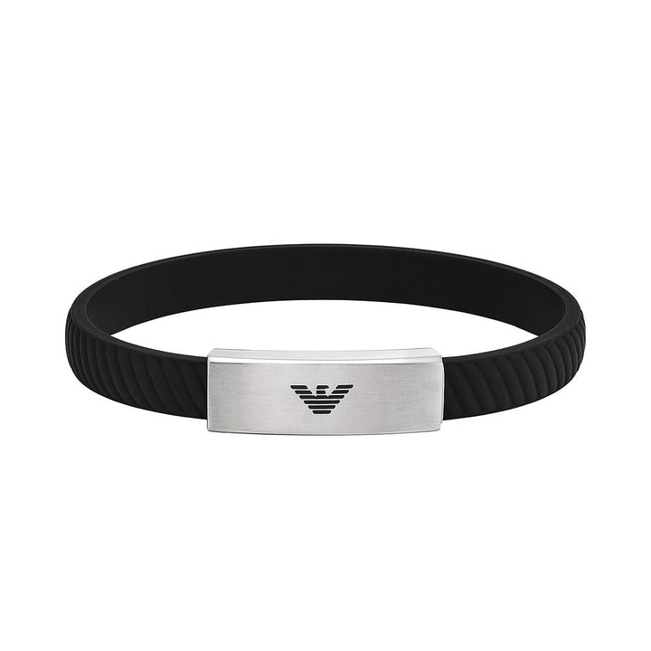 EMPORIO ARMANI Armband für Männer, Edelstahl-ID-Armband, Länge: 185-195mm, Breite: 30mm, Höhe: 9mm,