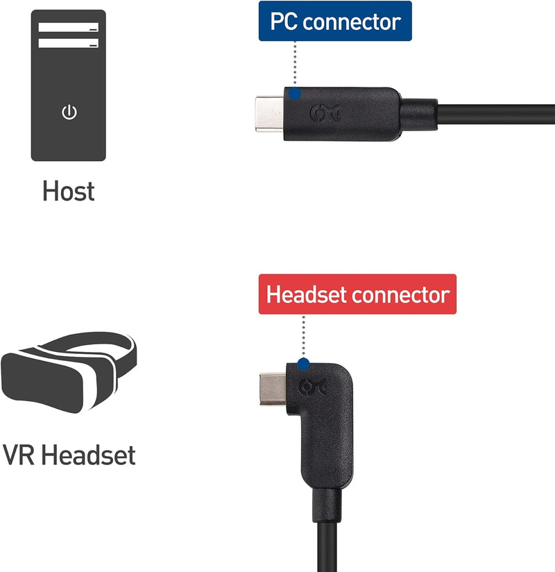 Cable Matters aktives USB C Kabel 7,5 m für VR Brille Oculus Quest 2 in Schwarz - Ersatz für Oculus