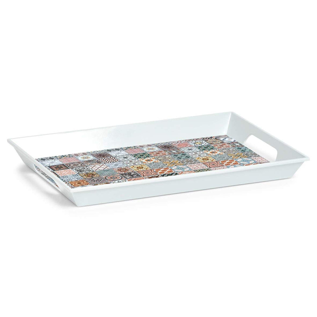 Zeller 26615 Melamintablett Mosaik, ca. 50 x 35 x 5 cm, Serviertablett Frühstückstablett, Mosaik
