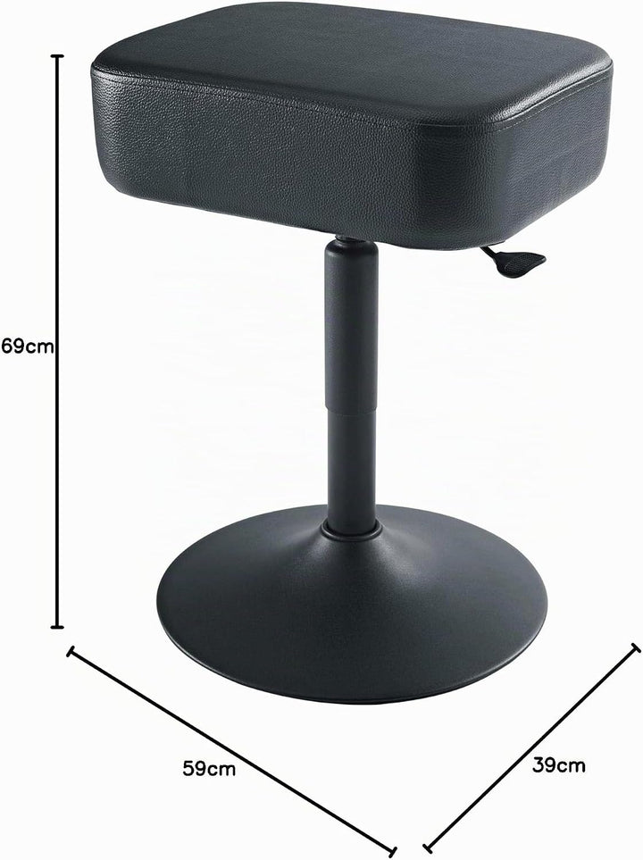 K&M 14093 Pianohocker mit Gasdruckfeder Schwarz – Stahl, Kunstleder – rechteckiger Sitz für Pianiste