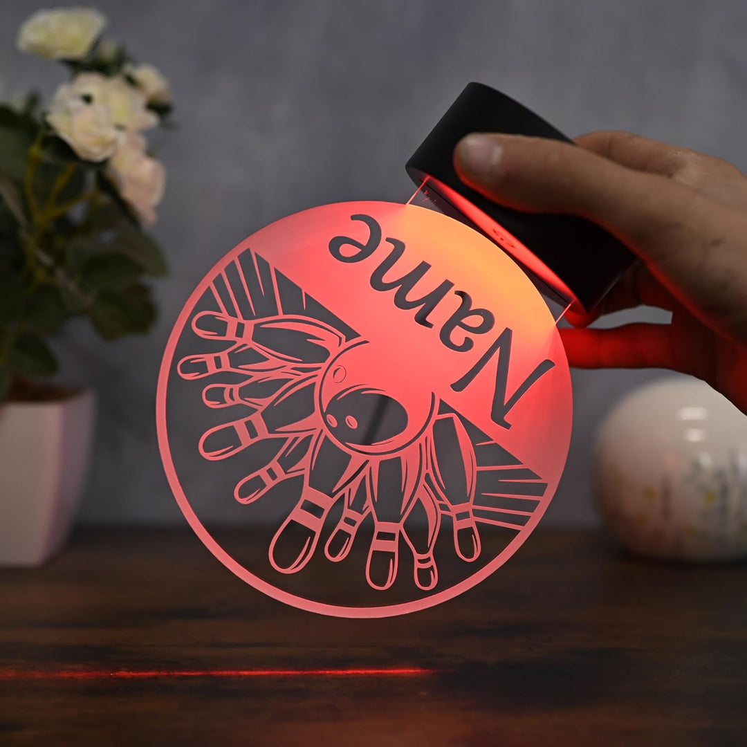 Personalisierte Bowling LED Lampe – Geschenk zum Geburtstag für Bowlingspieler & Fans Bowling Deko,