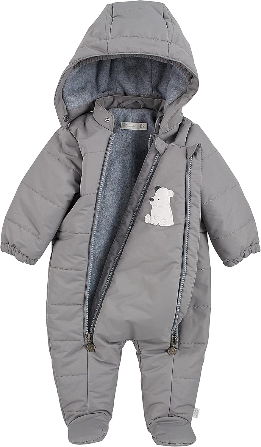 Sterntaler Unisex Kinder Overall Baby Overall gesteppt mit Kapuze Eisbär Elia 68 Rauchgrau, 68 Rauch