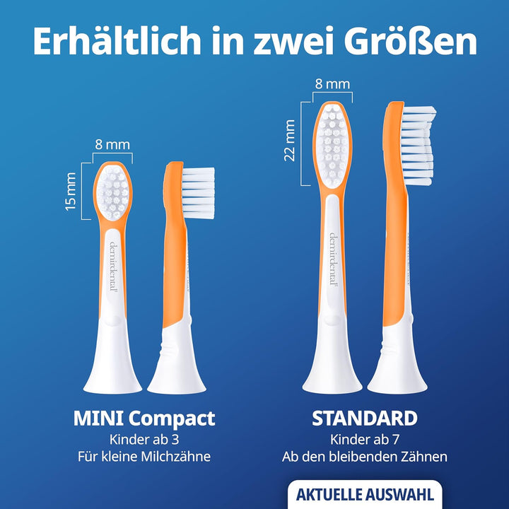 demirdental Kinder Ersatzbürsten passend für Philips Sonicare Kids, Bürstenköpfe ab 7 Jahre, entspri