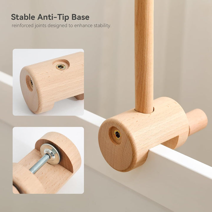 let's make Mobile Verbesserte Version Halterung Holz für Babybet, Mobile Halterung für Babybett Zube