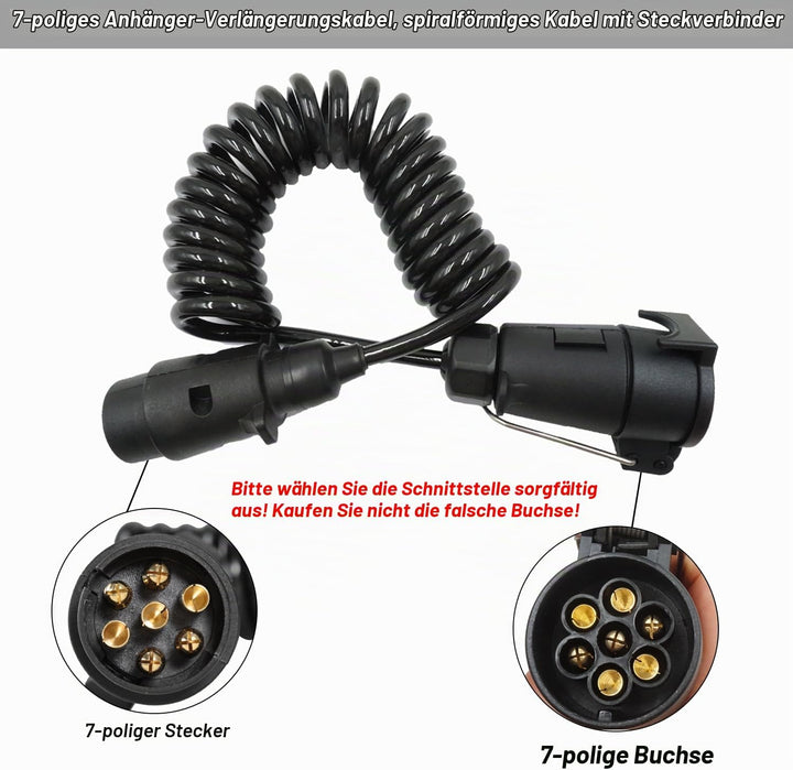 3M Anhänger Verlängerungskabel 7 Polig Adapter Spiralkabel Anhängersteckdose Anhänger Verlängerung A
