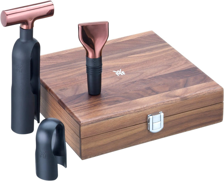 WMF Baric Sommelier Weinset 3-teilig, Korkenzieher, Folienschneider, Flaschenverschluss, in Walnussh