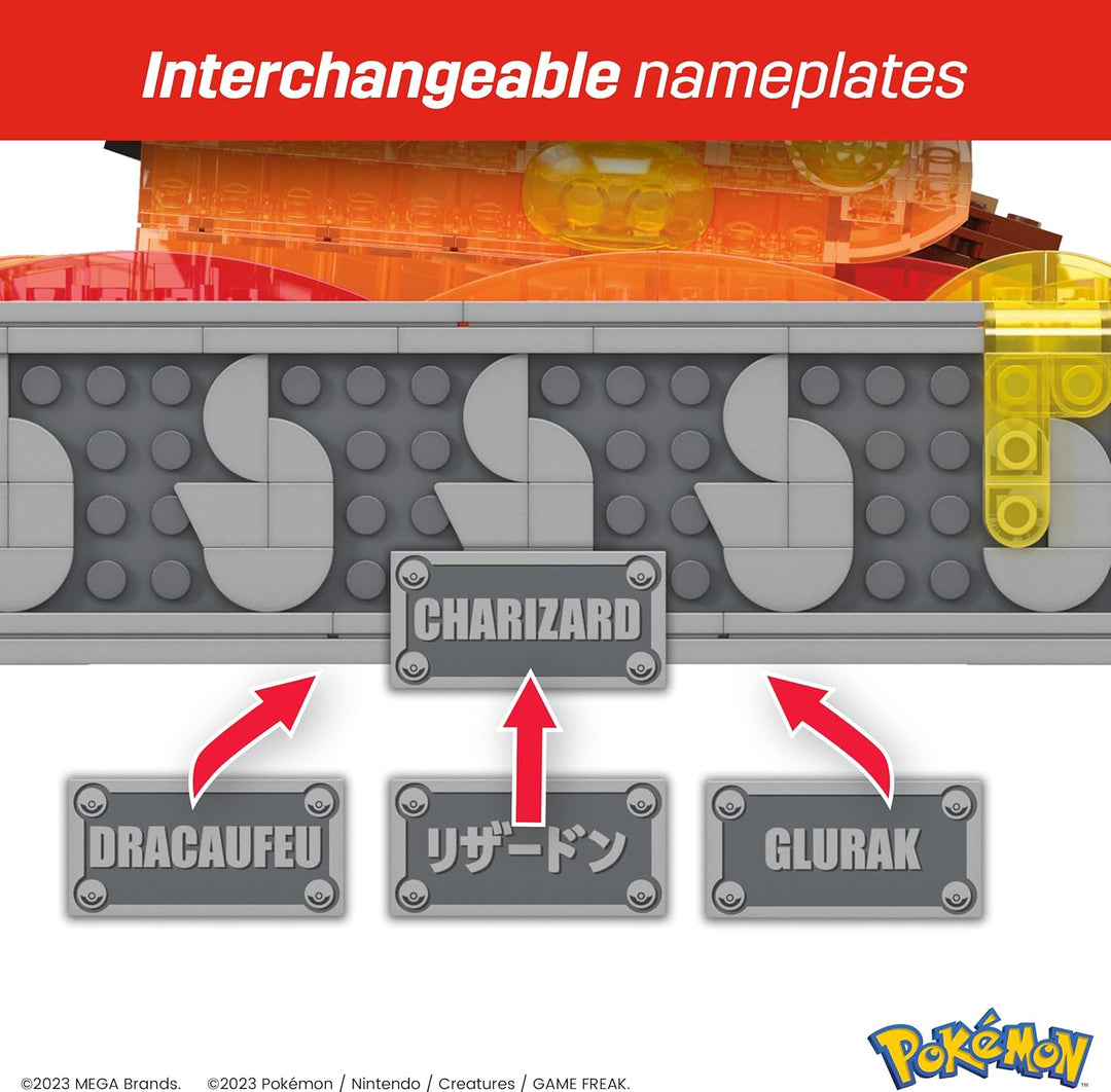 MEGA Pokémon Actionfigur Bauspielzeug für Erwachsene, zusammenbaubares, bewegliches Glurak mit 1664