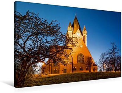 Premium Textil-Leinwand 90 x 60 cm Quer-Format Pauluskirche in Halle-Saale | Wandbild, HD-Bild auf K