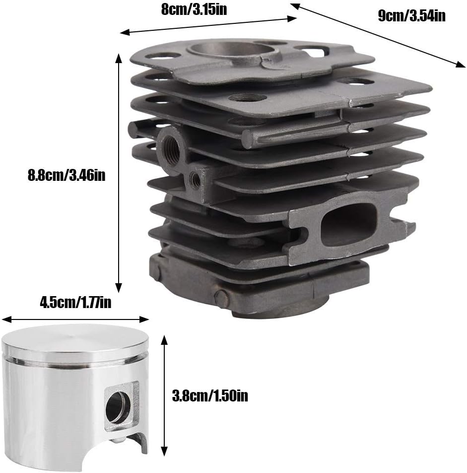 Aiggend Zylinderkolbendichtsatz, Kompatibel mit Husqvarna 50, 51, 55 Rancher Nikasil Motor 46MM Zyli