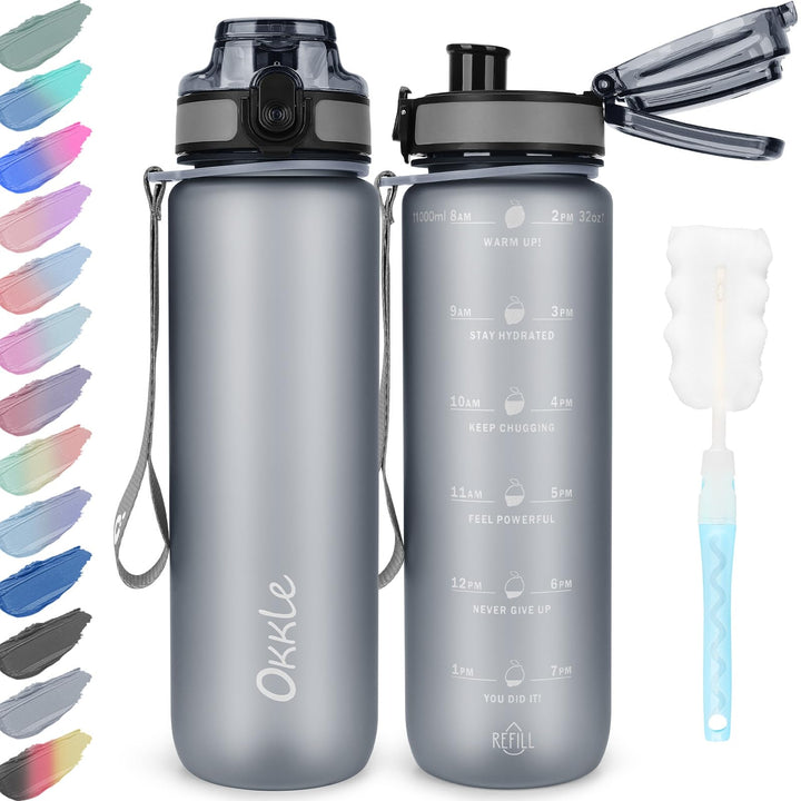 Trinkflasche 1L BPA freie Wasserflasche mit Verschlussdeckel und auslaufsicher, geeignet für Fitness