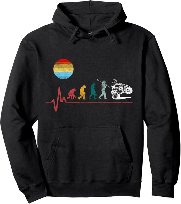 Retro Vintage Quad Evolution Herzschlag Motorrad Biker Puls Pullover Hoodie
