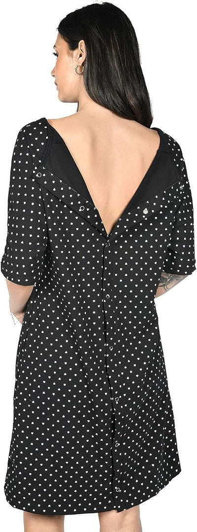 MijaCulture 3 in1 Geburtskleid Stillnachthemd Umstandsnachthemd 4128 L Schwarz / Herzen, L Schwarz /