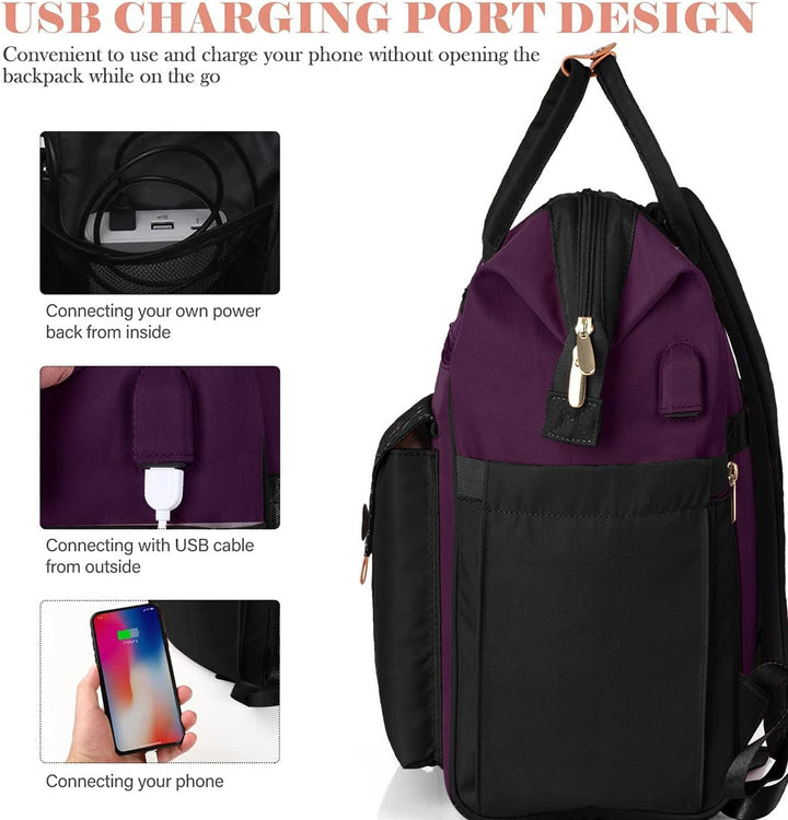 Rucksack Damen, Schulrucksack mit Laptopfach für 15.6 Zoll Laptops, Business Rucksack für Arbeit, Le