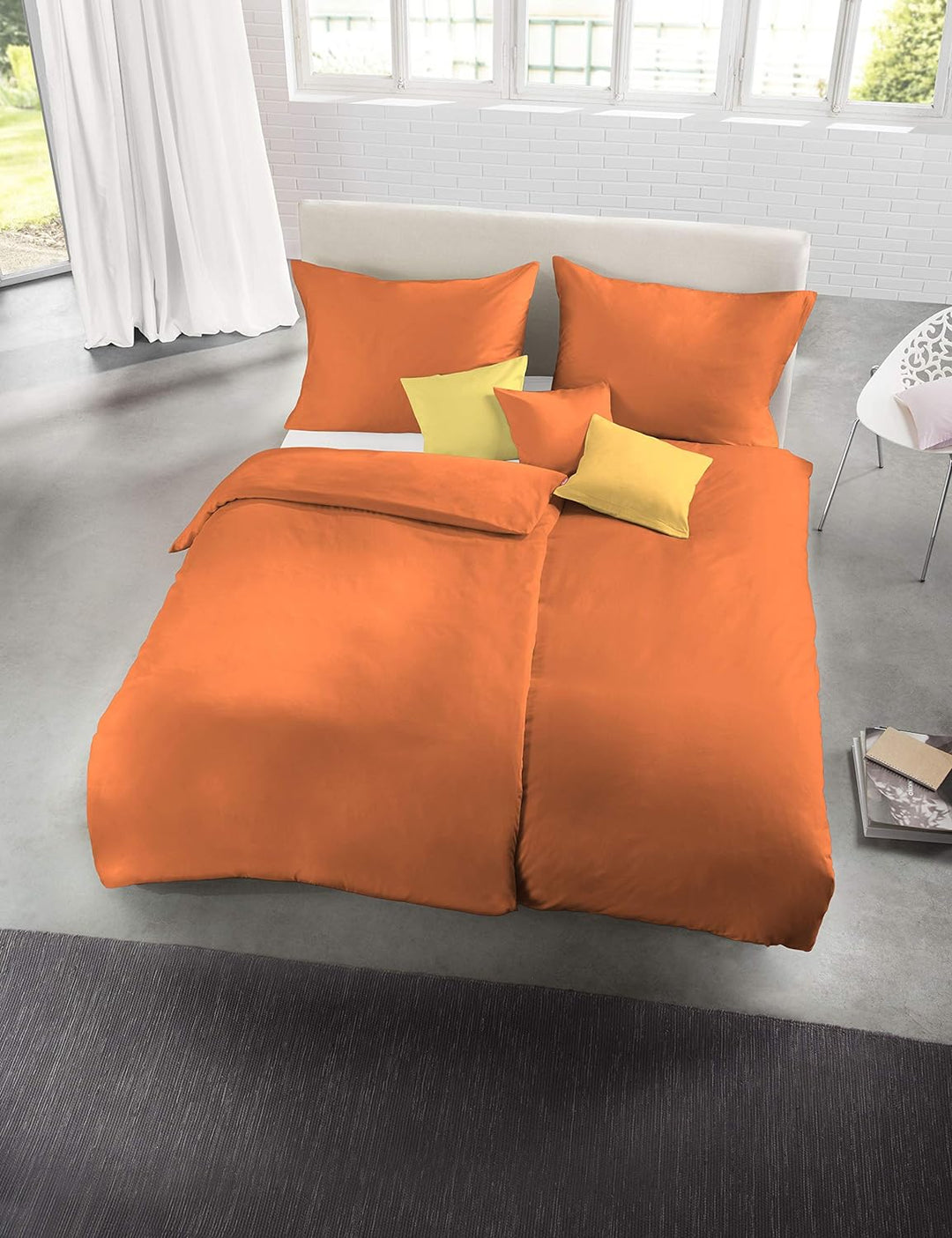 fleuresse Uni-Colours Bettwäsche-Set, Mako Satin, 100 Prozent Baumwolle, Fb. Terra, 240 x 220 cm Ora