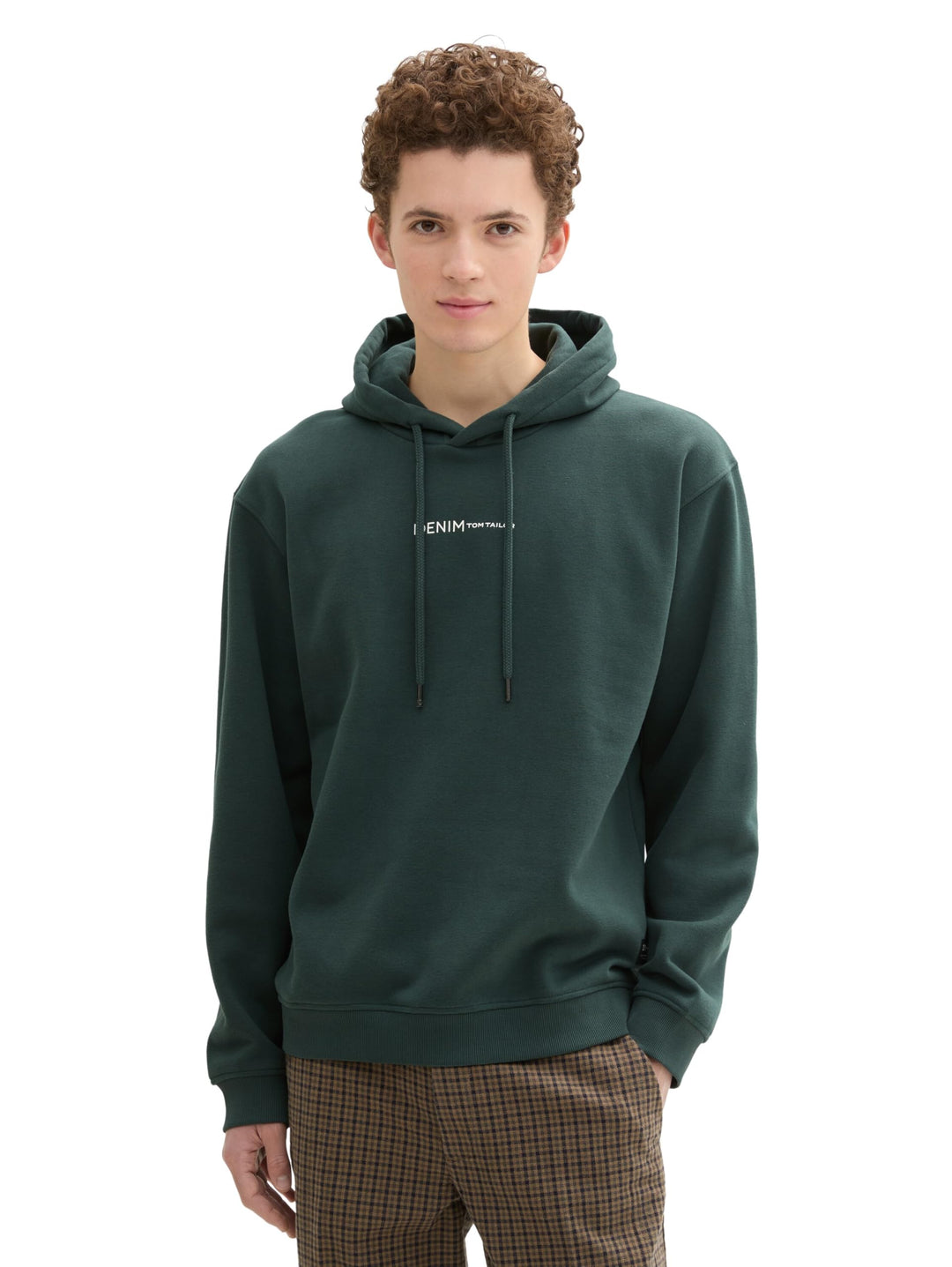 Tom Tailor Denim Herren Hoodie Sweatshirt mit kleinem Logo-Print M 10362 - Dark Gable Green, M 10362