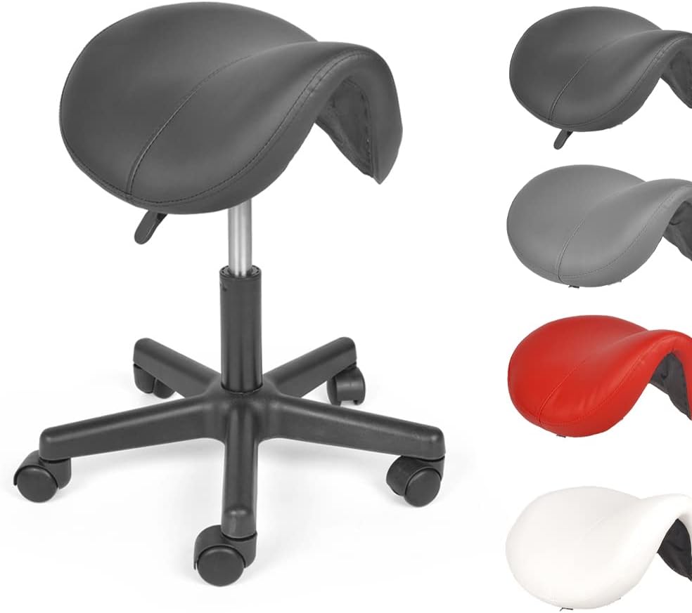 Mingone Sattelhocker Ergonomischer Arbeitshocker Höhenverstellbarer Bürohocker mit Rollen Sattelstuh