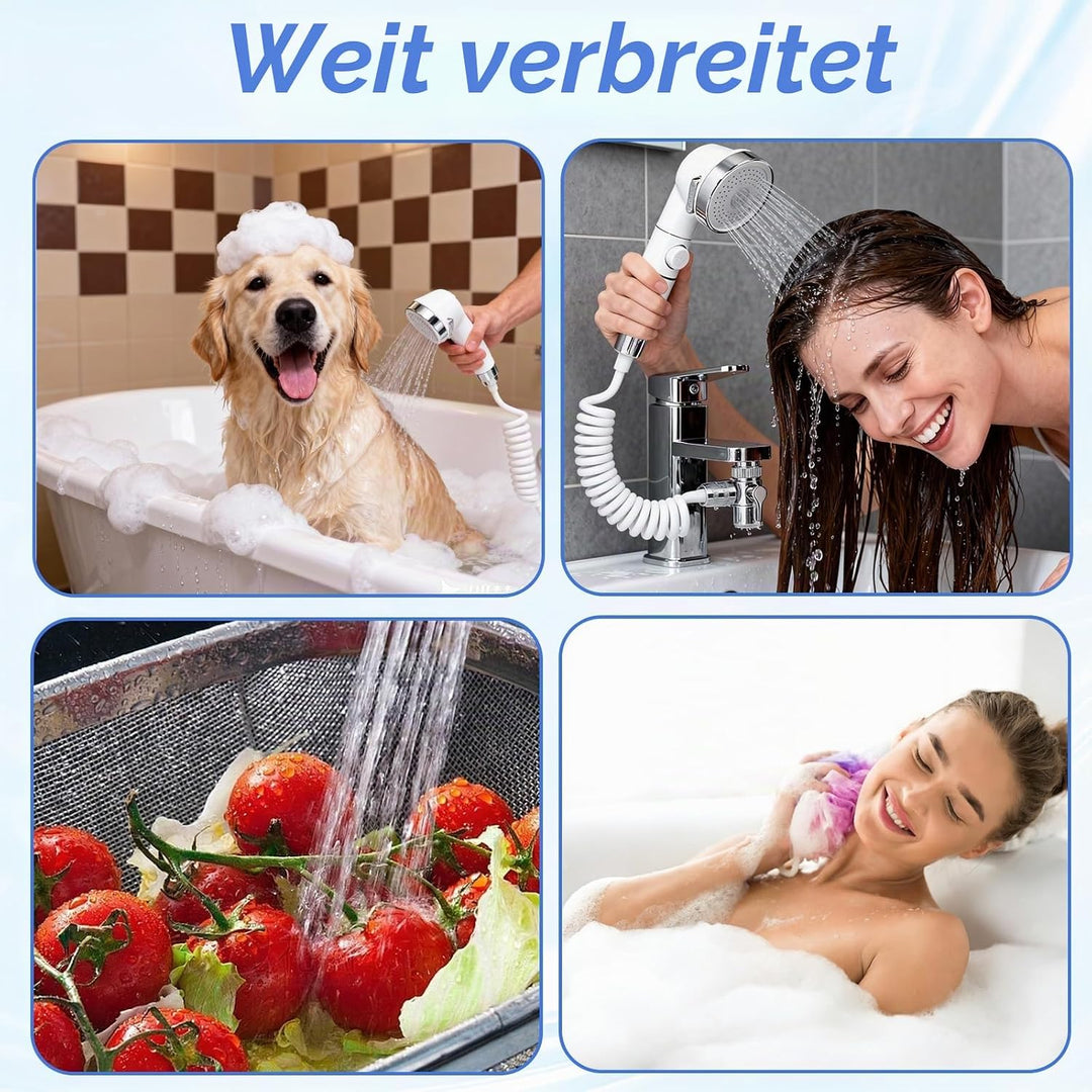 Handbrause für Waschbecken Set, Waschbeckenbrause mit Schlauch 1.5M, Duschkopfhalter und Wasserhahns