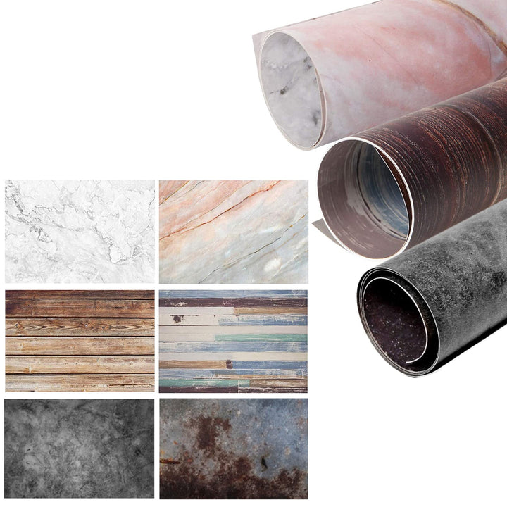 Selens 3 Stück 2 in 1 Hintergrund Marmor Mehrfarbig Holzmaserung und Betonzementwand 56x88cm Flat La