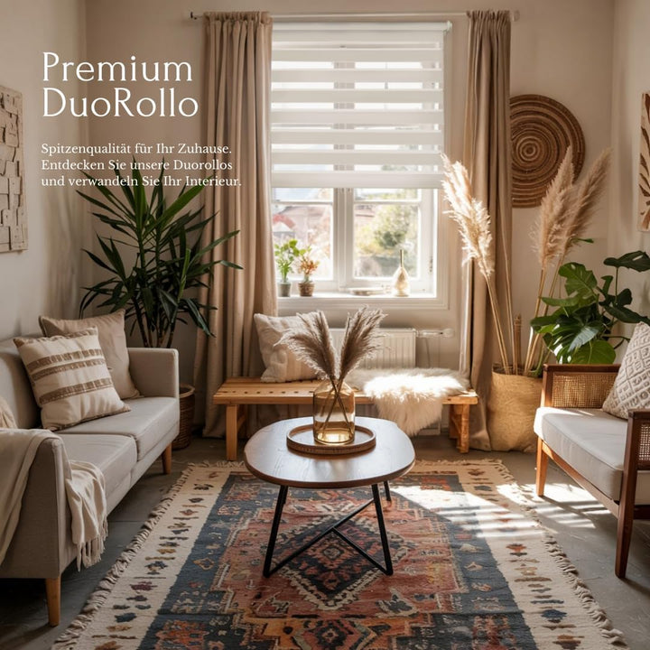 Home-Vision® DuoRollo Klemmfix, Doppelrollo ohne Bohren mit Klämmträgern, Rollos für Fenster und Tür