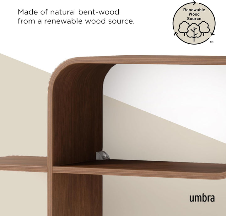 Umbra Montage Wandregal, Schweberegal aus Bugholz, Kautschukholz, Walnuss Antik, 62x15x47 cm Helle W