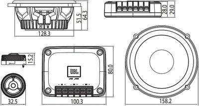 JBL Club 605CSQ 2-Wege KFZ Soundsystem - 285 Watt Komponenten Auto Lautsprecher Boxen Set mit 160mm